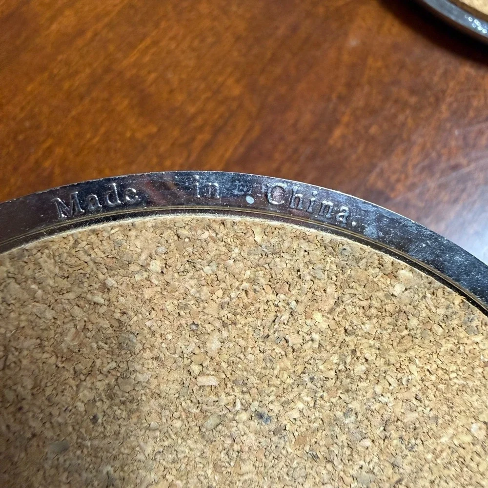 Vintage 90s Coca Cola‎ Coaster Set 4 w Metal Holder Cork Back Drink Coke